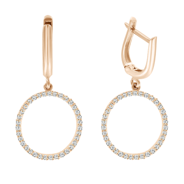 Earrings in red gold with cubic zirconia 