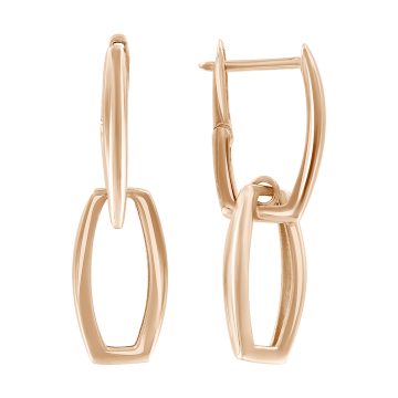 Earrings in red gold of 585 assay value 