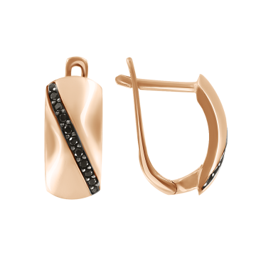 Earrings in red gold with cubic zirconia 