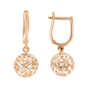Earrings in red gold of 585 assay value 