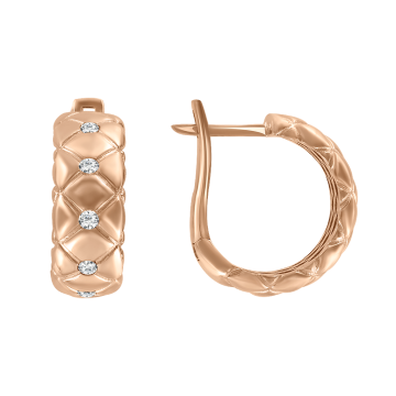 Earrings in red gold with cubic zirconia 