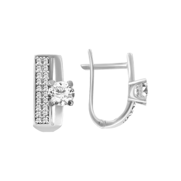 Earrings in white gold of 585 assay value with zirconia 