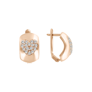 Earrings in red gold with cubic zirconia 