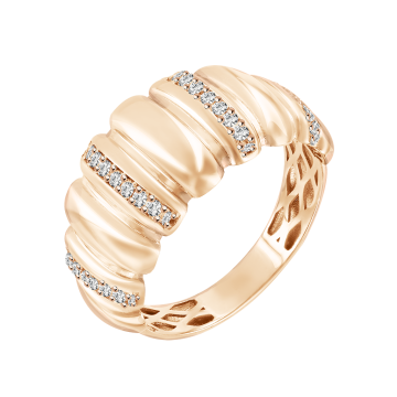 Damenring aus Rotgold 585° mit Zirkonia 