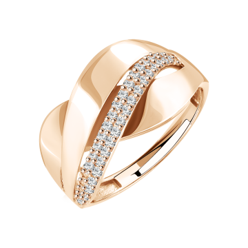 Damenring aus Rotgold 585° mit Zirkonia 