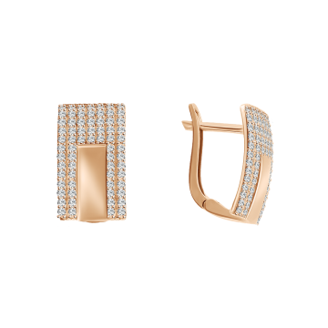 Earrings in red gold with cubic zirconia 