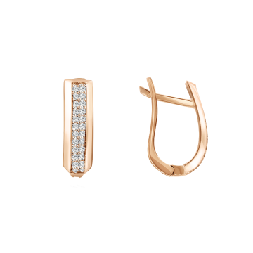 Earrings in red gold with cubic zirconia 