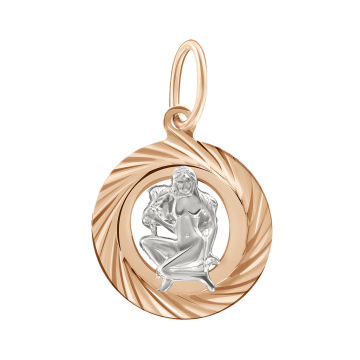 Pendant zodiac sign "Virgo" in red and white gold 