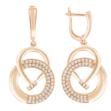 Earrings in red gold with cubic zirconia 