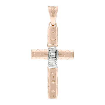 Cross from red and white gold of 585 assay value 