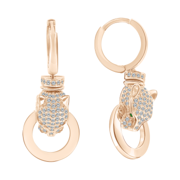 Earrings in red gold with cubic zirconia 