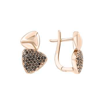 Earrings in red gold with cubic zirconia 
