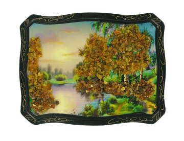 Painting decorated with amber 