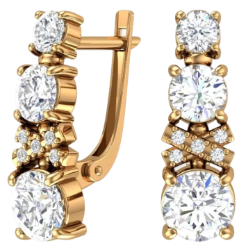 Earrings in red gold with cubic zirconia 