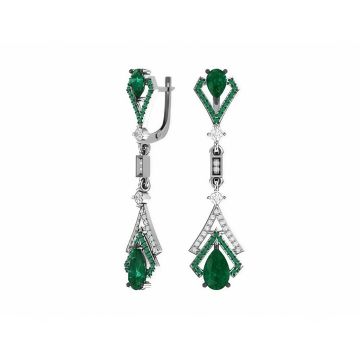 Silver earrings with synthetic quartz and colorless cubic zirkonia 