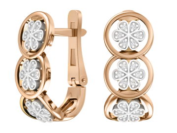 Earrings in red gold with cubic zirconia 