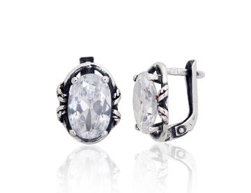 Silver earrings with 'english' lock 