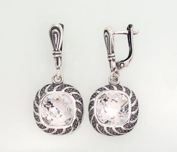 Silver earrings with 'english' lock 