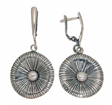Silver earrings with 'english' lock 