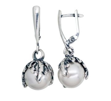 Silver earrings with 'english' lock 