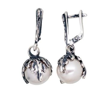Silver earrings with 'english' lock 