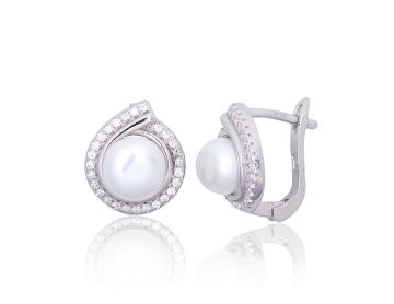 Silver earrings with 'english' lock 