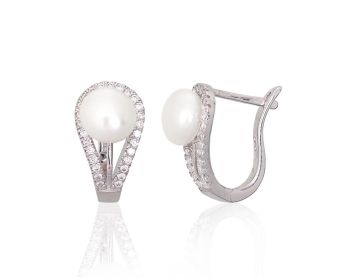 Silver earrings with 'english' lock 