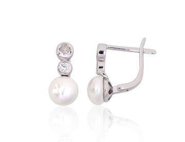 Silver earrings with 'english' lock 