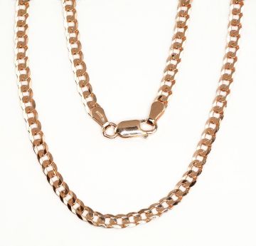 Silver chain Curb 3.9 mm , diamond cut 