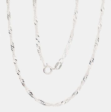 Silberne Kette Singapore 2,5 mm , Diamantenbearbeitung der Facetten 