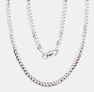 Silver chain Curb 2.5 mm , diamond cut 