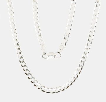 Silver chain Curb 2.5 mm , diamond cut 