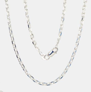 Silberne Kette Anchor 3 mm , Diamantenbearbeitung der Facetten 
