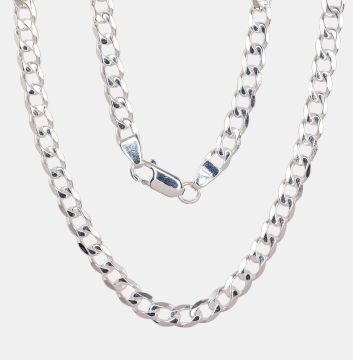 Silver chain Curb 4.1 mm , diamond cut 18.1 / 60