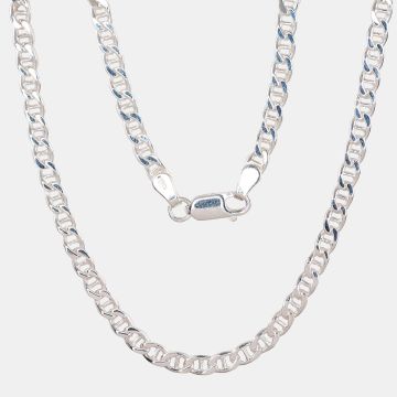 Silberne Kette Marina 3.9 mm , Diamantenbearbeitung der Facetten 