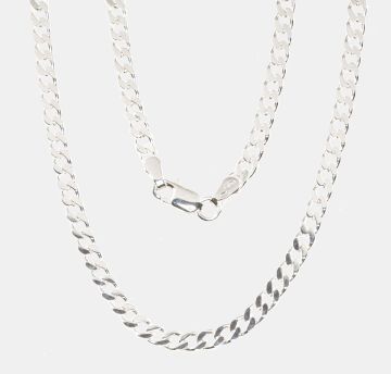 Silver chain Curb 3.5 mm , diamond cut 