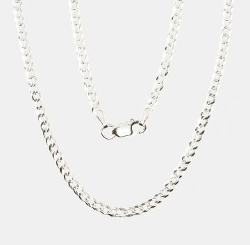 Silver chain Flat Curb 3.8 mm , diamond cut 