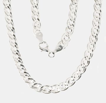 Silberne Kette Crandmother 6 mm , Diamantenbearbeitung der Facetten 