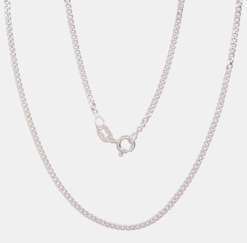 Silver chain Curb 2 mm , diamond cut 