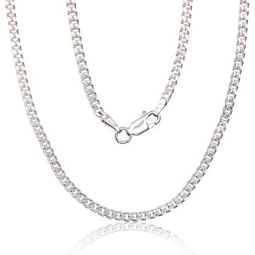 Silberne Kette Curb 2.2 mm , Diamantenbearbeitung der Facetten 