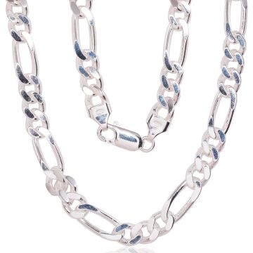 Silver chain Figaro 7 mm , diamond cut 