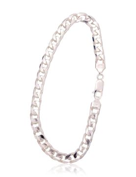 Silver chain Curb 6 mm , diamond cut 