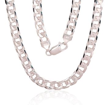 Silberne Kette Curb 6 mm , Diamantenbearbeitung der Facetten 