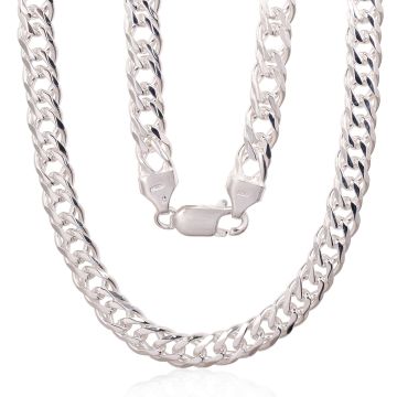 Silver chain Double rombo 6 mm , diamond cut 