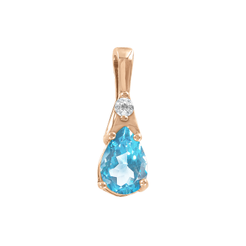Anhänger aus Rotgold 585° mit blau Topas, Zirkonia 