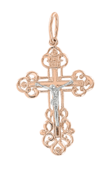 Kreuz Anhänger aus Rot/ Weißgold 585° 
