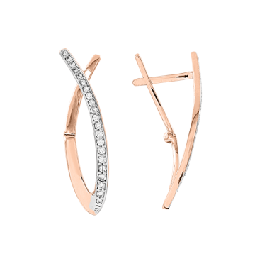 Earrings in red gold with cubic zirconia 