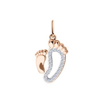 Pendants in red gold of 585 assay value with zirconia 