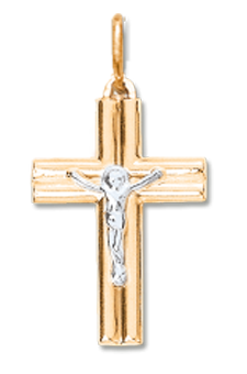 Gelb/ Weißgold 585 Kreuz 