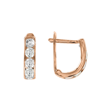 Infant earrings in red gold of 585 assay value (14ct) with zirconia 